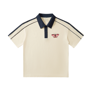 Butterfly Contrast Collar Short-Sleeve Polo Shirt